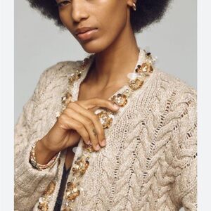 Anthropologie Maeve Cable Knit Cardigan Sweater